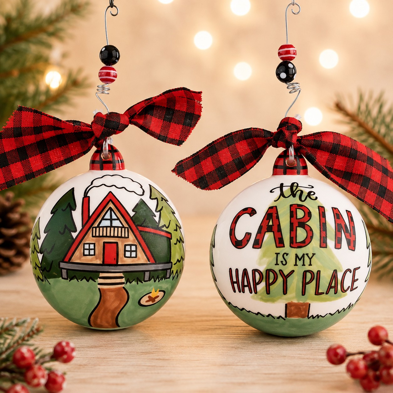 Cabin Happy Place Ornament